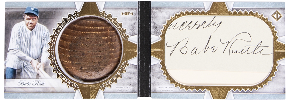 2019 Topps "Transcendent Collection" #CSBK-BR Babe Ruth Bat Knob and Cut Signature Card (#1/1)